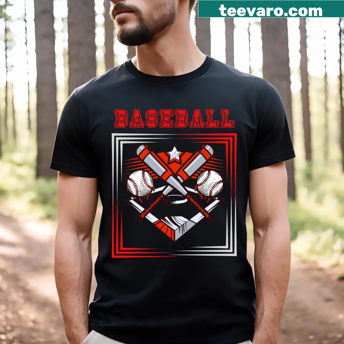 Funny baseball-themed t-shirt for players and fans — on a men's t-shirt