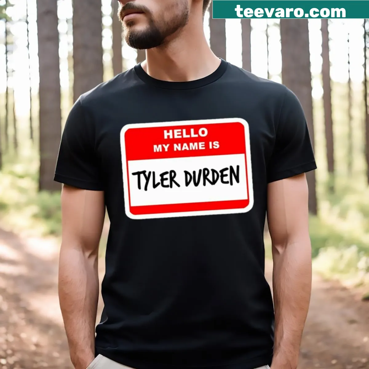 Pop culture reference graphic t-shirt with Tyler Durden text — on a men's t-shirt