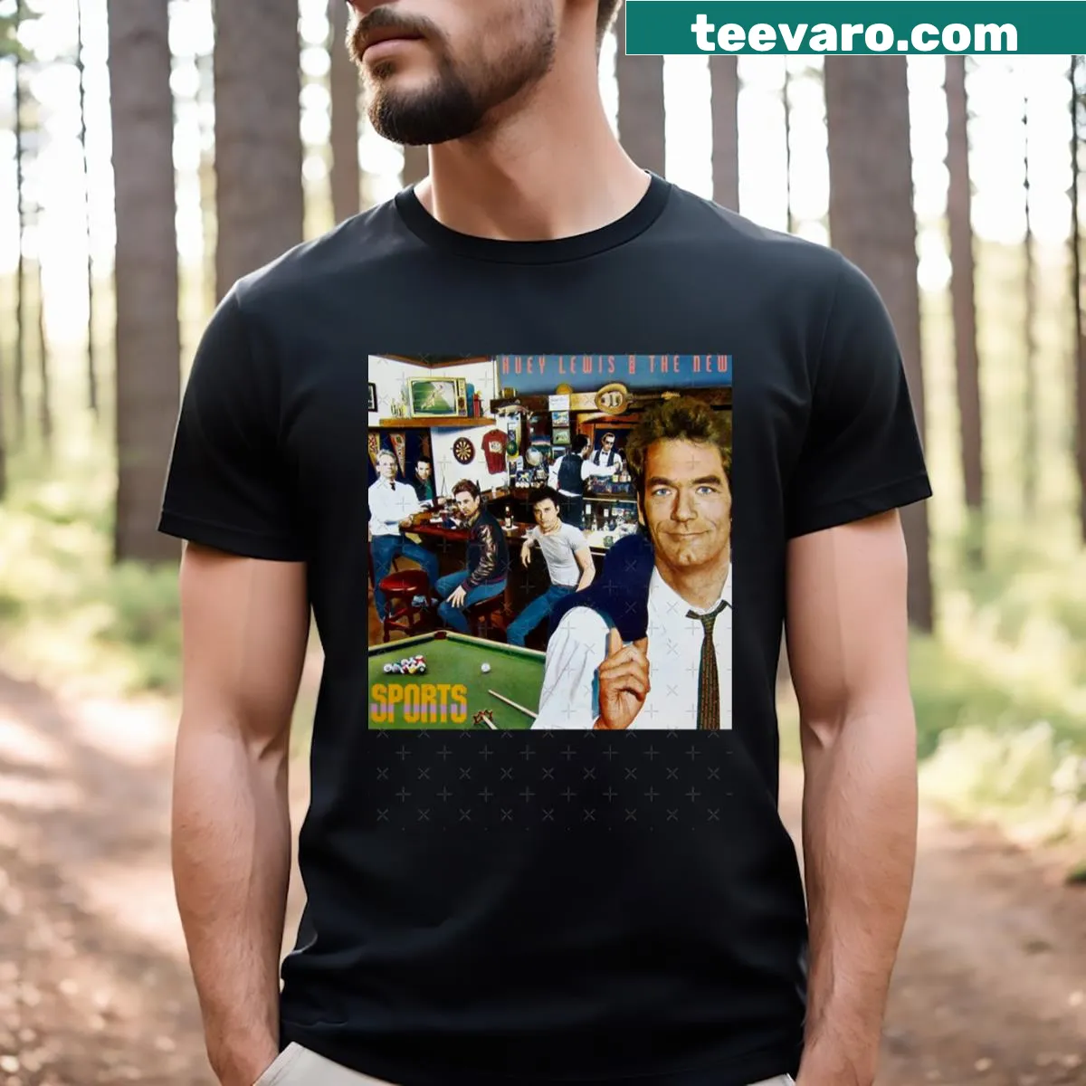 Illustrative t-shirt for the Huey New Sports Tour 2024 event. — on a men's t-shirt