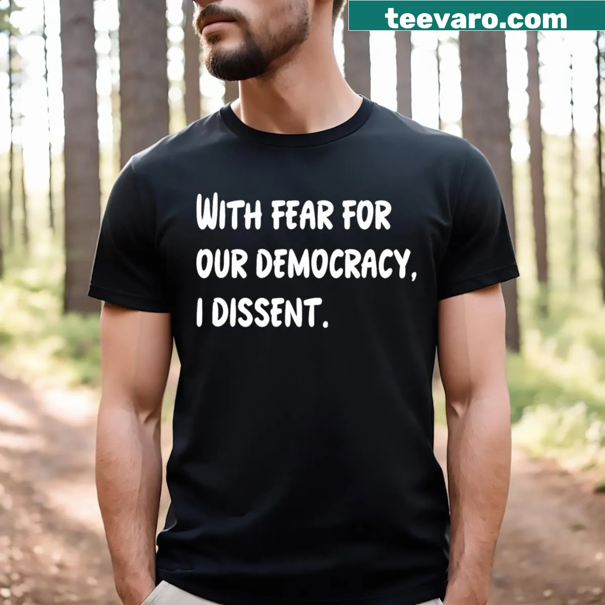Bold I Dissent text graphic tee for expressing individuality — on a men's t-shirt