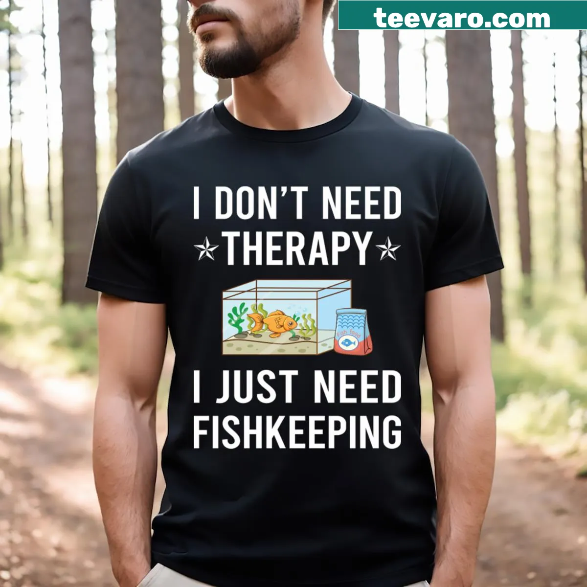 Fishkeeping T-shirt with a heartwarming design — on a men's t-shirt