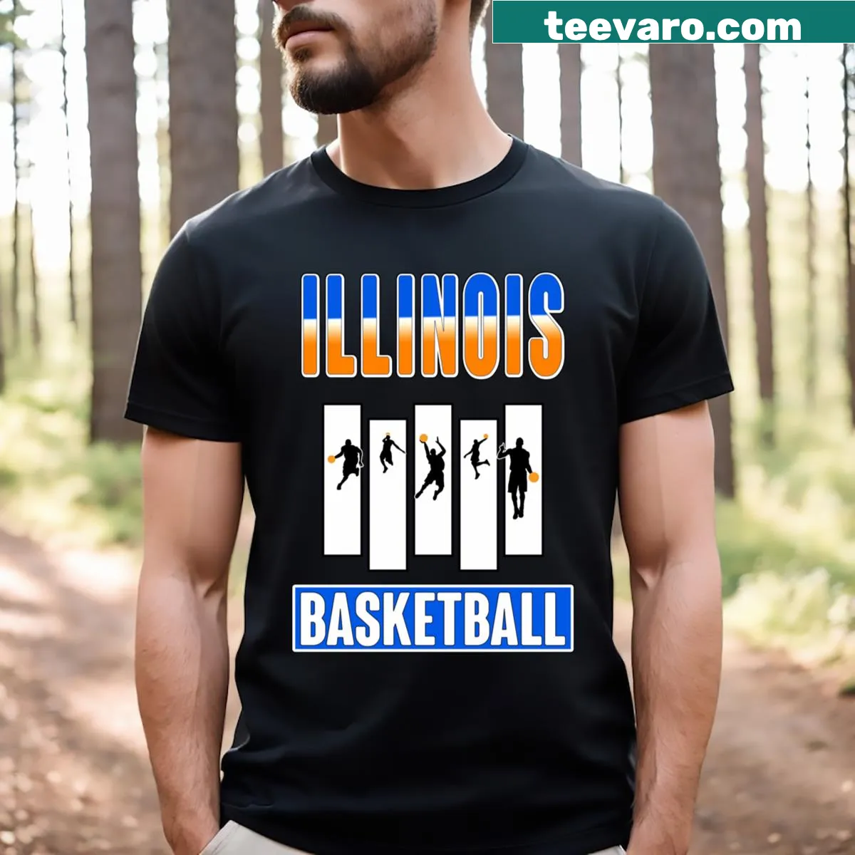 Bold Illinois basketball graphic t-shirt for sports fans — on a men's t-shirt