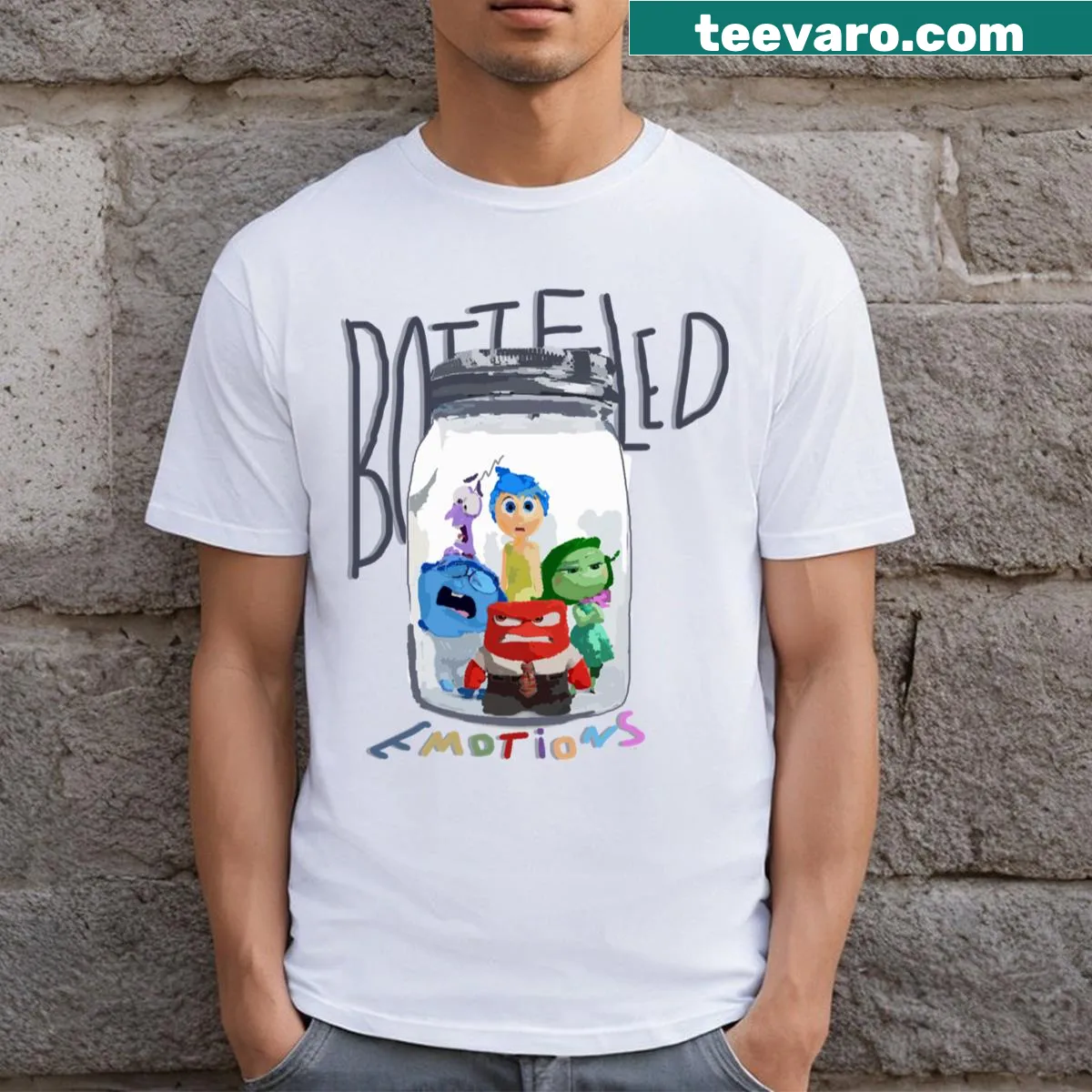 T-shirt inspired by 'Inside Out 2' featuring characters and emotions — on a men's t-shirt
