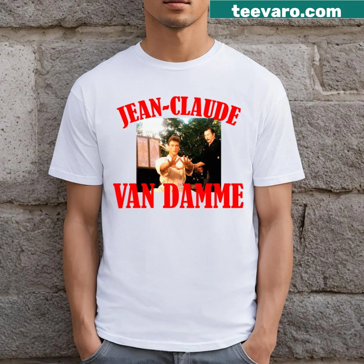 Jean Claude Van Damme Dancing Kickboxer t-shirt for movie fans — on a men's t-shirt