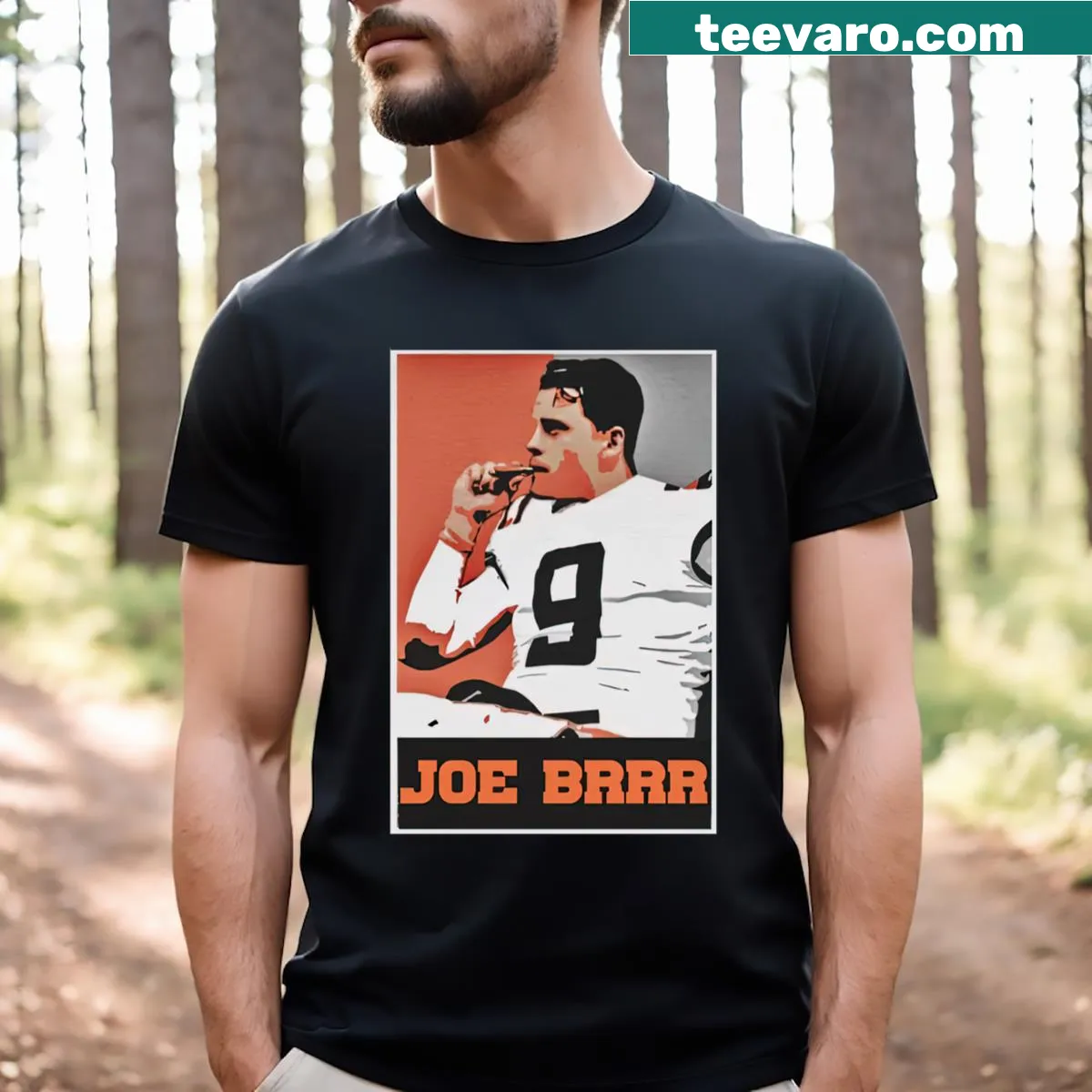 Sporty typography tee featuring Joe and number 9 — on a men's t-shirt