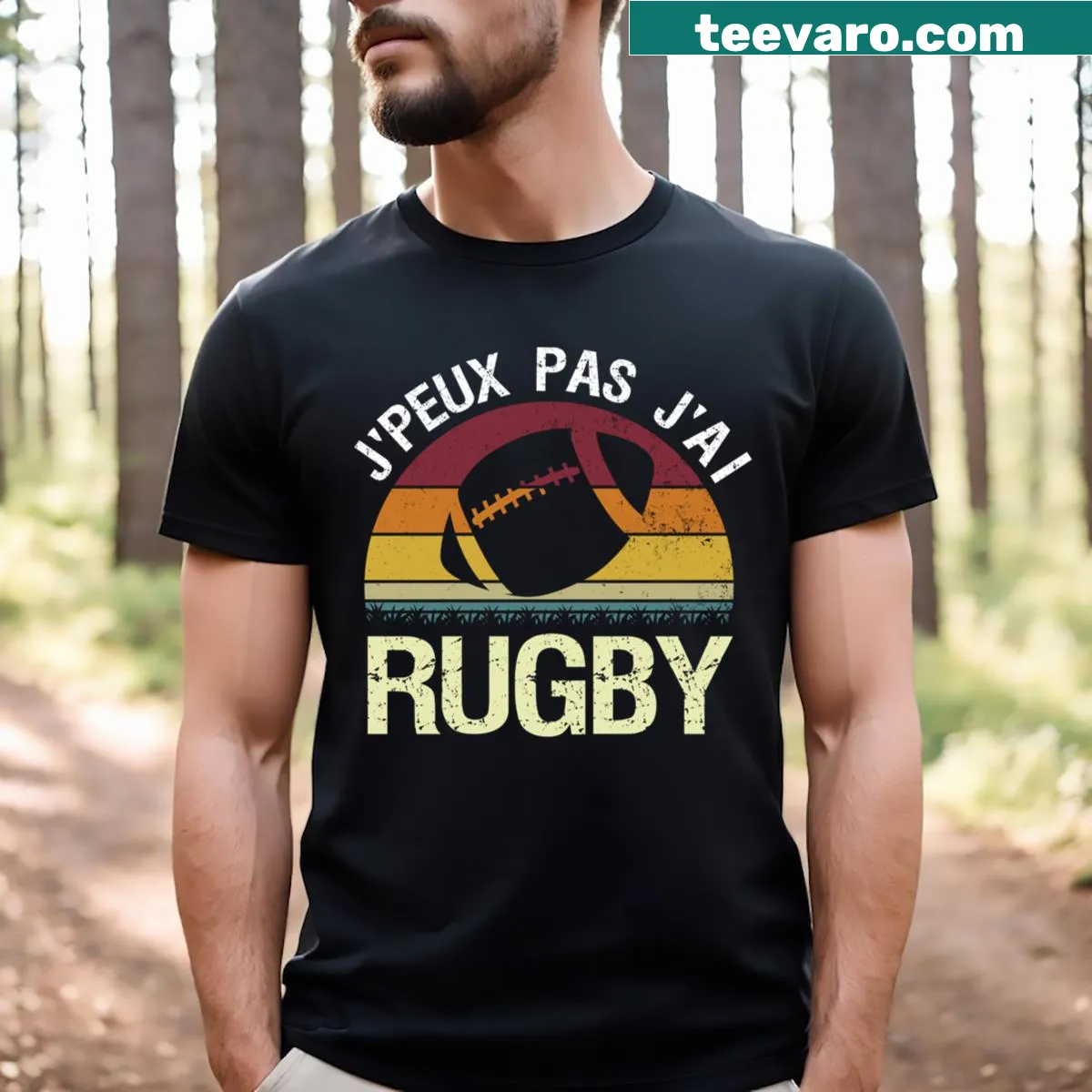 Funny rugby-themed T-shirt with playful French phrase. — on a men's t-shirt