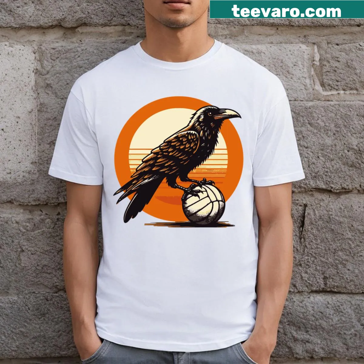 Illustration of a raven representing Karasuno volleyball team on t-shirt — on a men's t-shirt