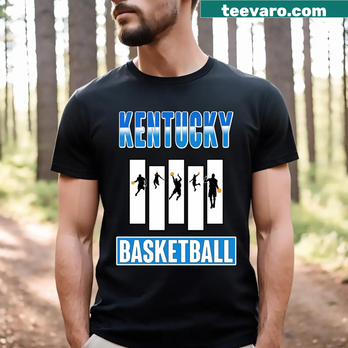 Kentucky basketball-themed T-shirt featuring a bold graphic design. — on a men's t-shirt