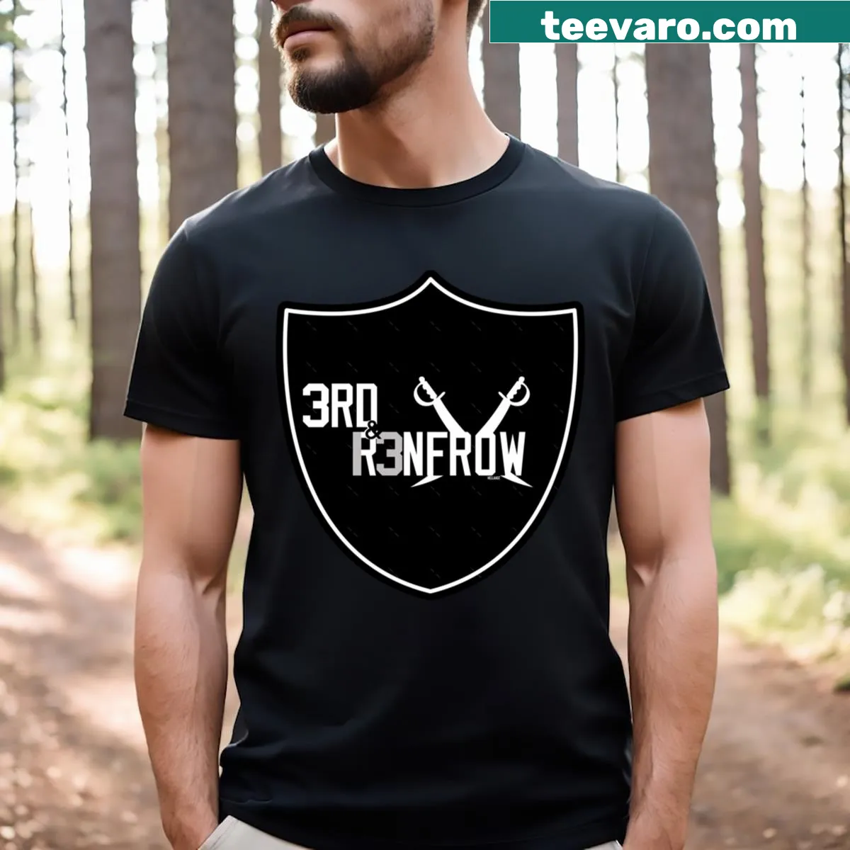 Playful T-shirt featuring a graphic inspired by Las Vegas and 3rd Renfrow. — on a men's t-shirt