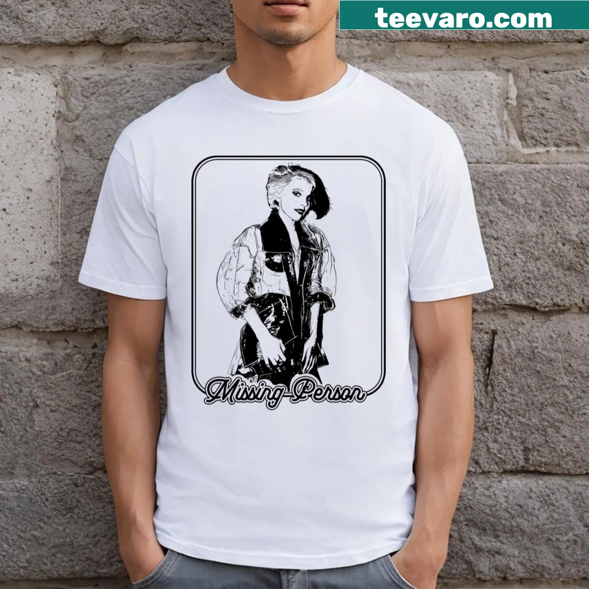 Psychedelic t-shirt with abstract design representing missing persons — on a men's t-shirt