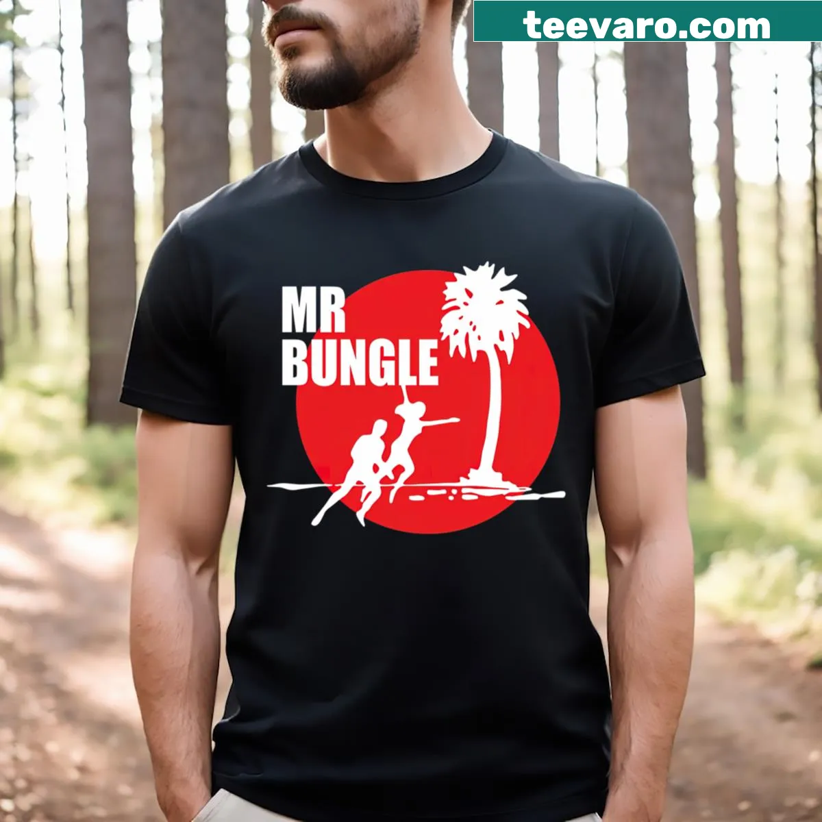 Illustrative Mr. Bungle rock band t-shirt — on a men's t-shirt