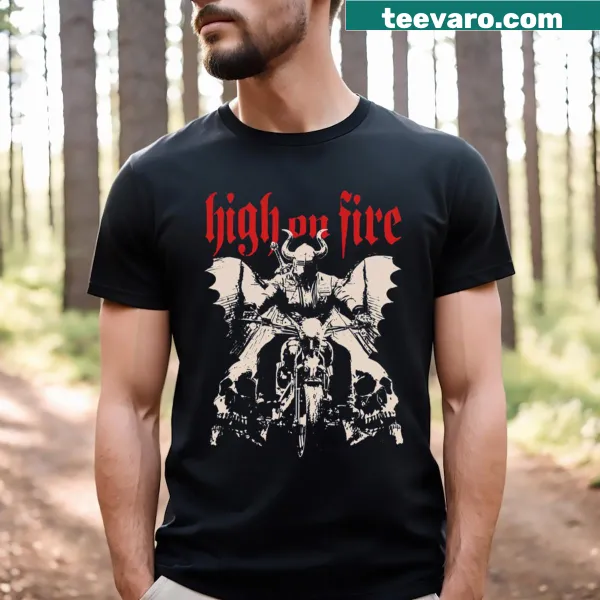 Distressed graphic t-shirt featuring High On Fire artwork.