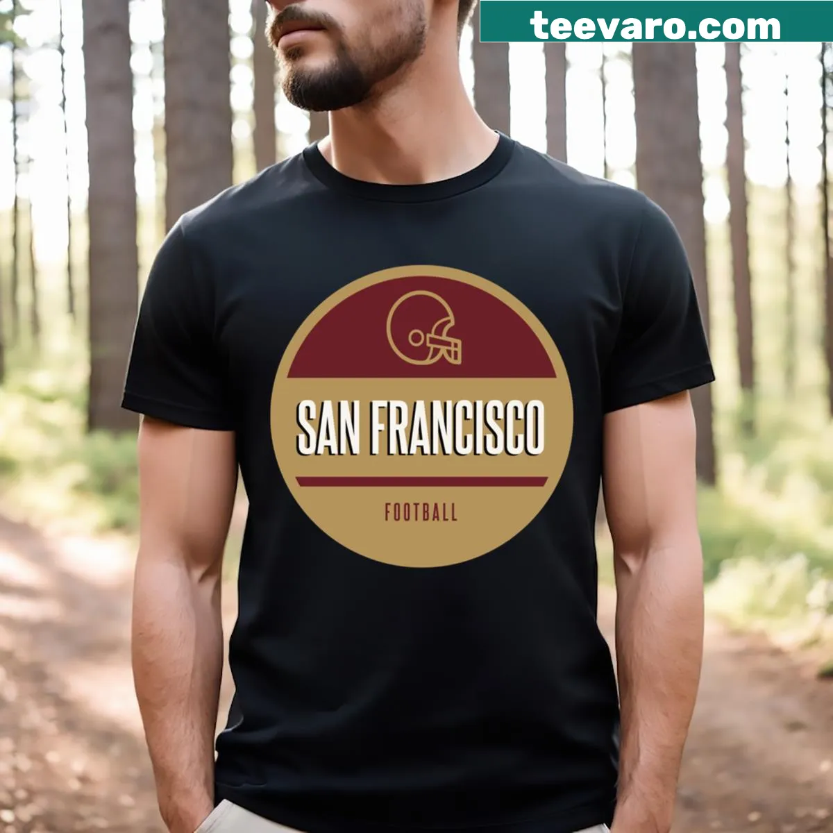 Vintage-style San Francisco Retro Football t-shirt with distressed graphics — on a men's t-shirt