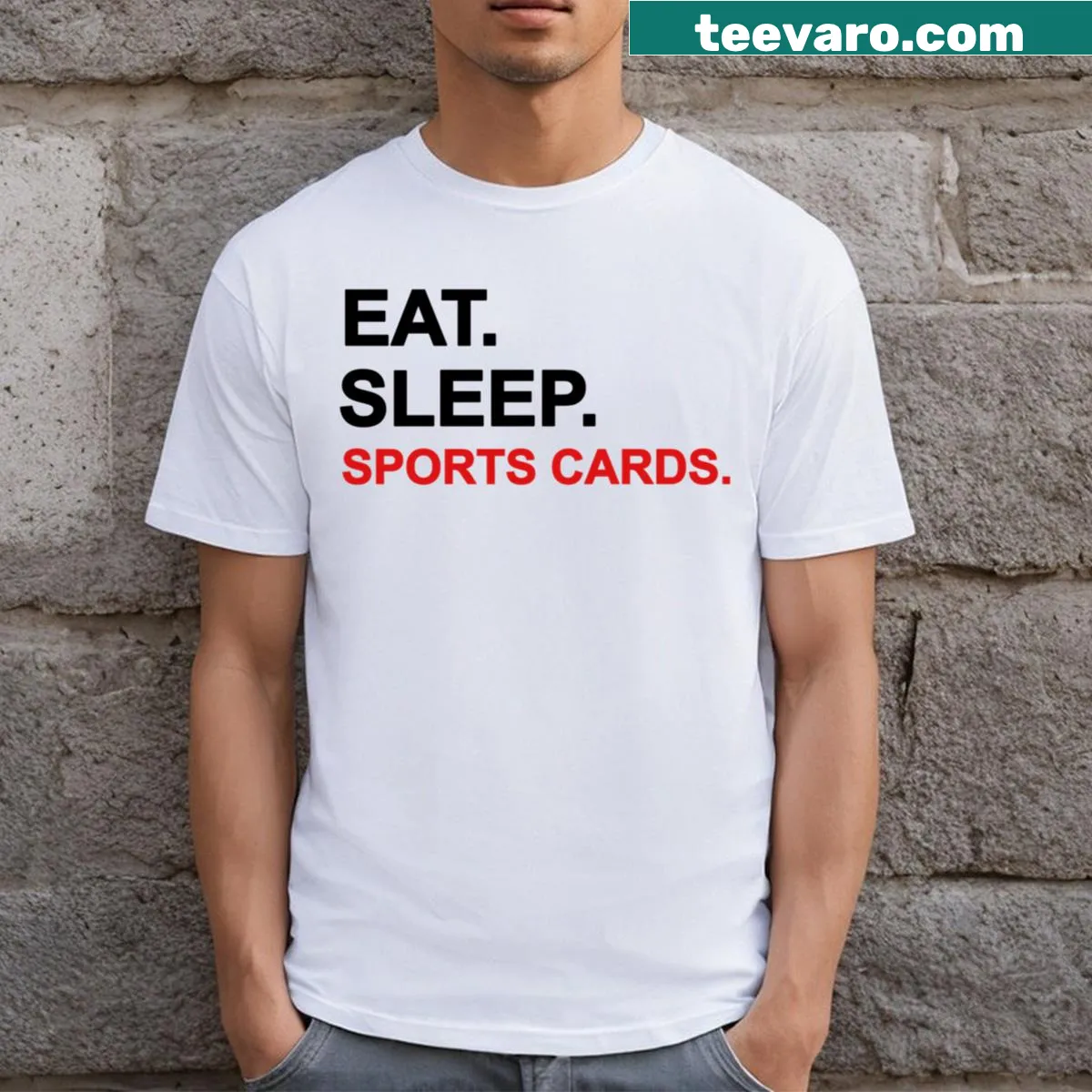 T-shirt celebrating sports card collecting — on a men's t-shirt