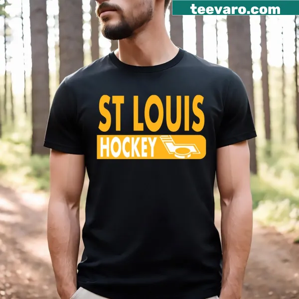 Illustration of a hockey player with St. Louis team colors
