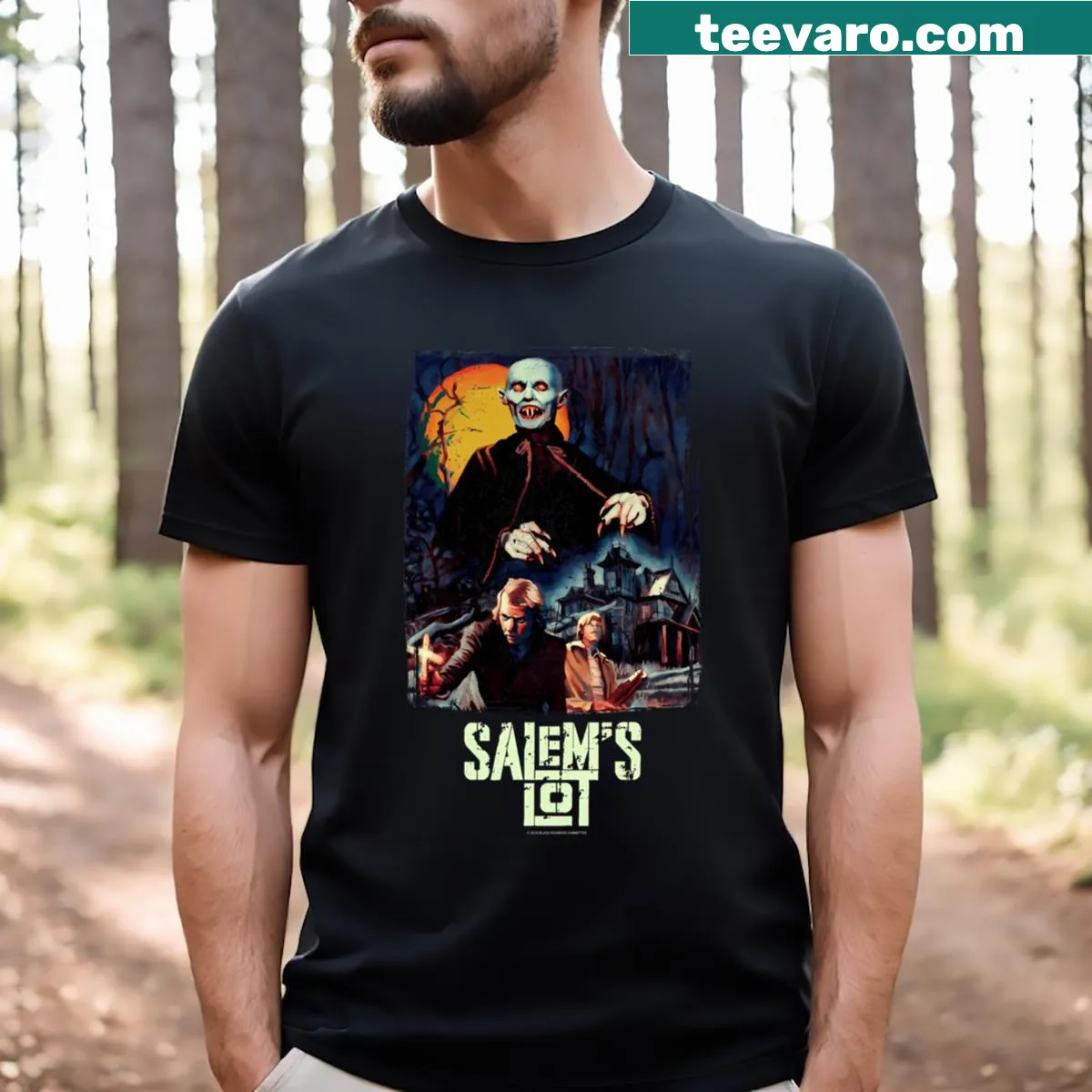 Imagery inspired by Stephen King's Salem's Lot — on a men's t-shirt