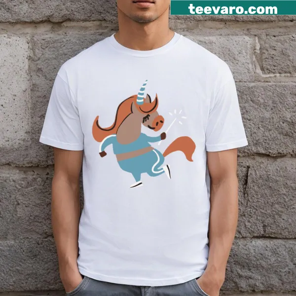 Cartoon unicorn design on a playful T-shirt