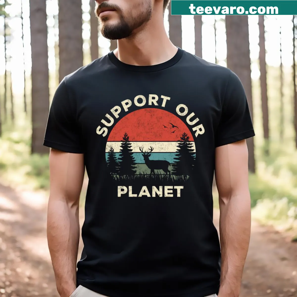 Eco-activism themed T-shirt promoting Earth protection — on a men's t-shirt
