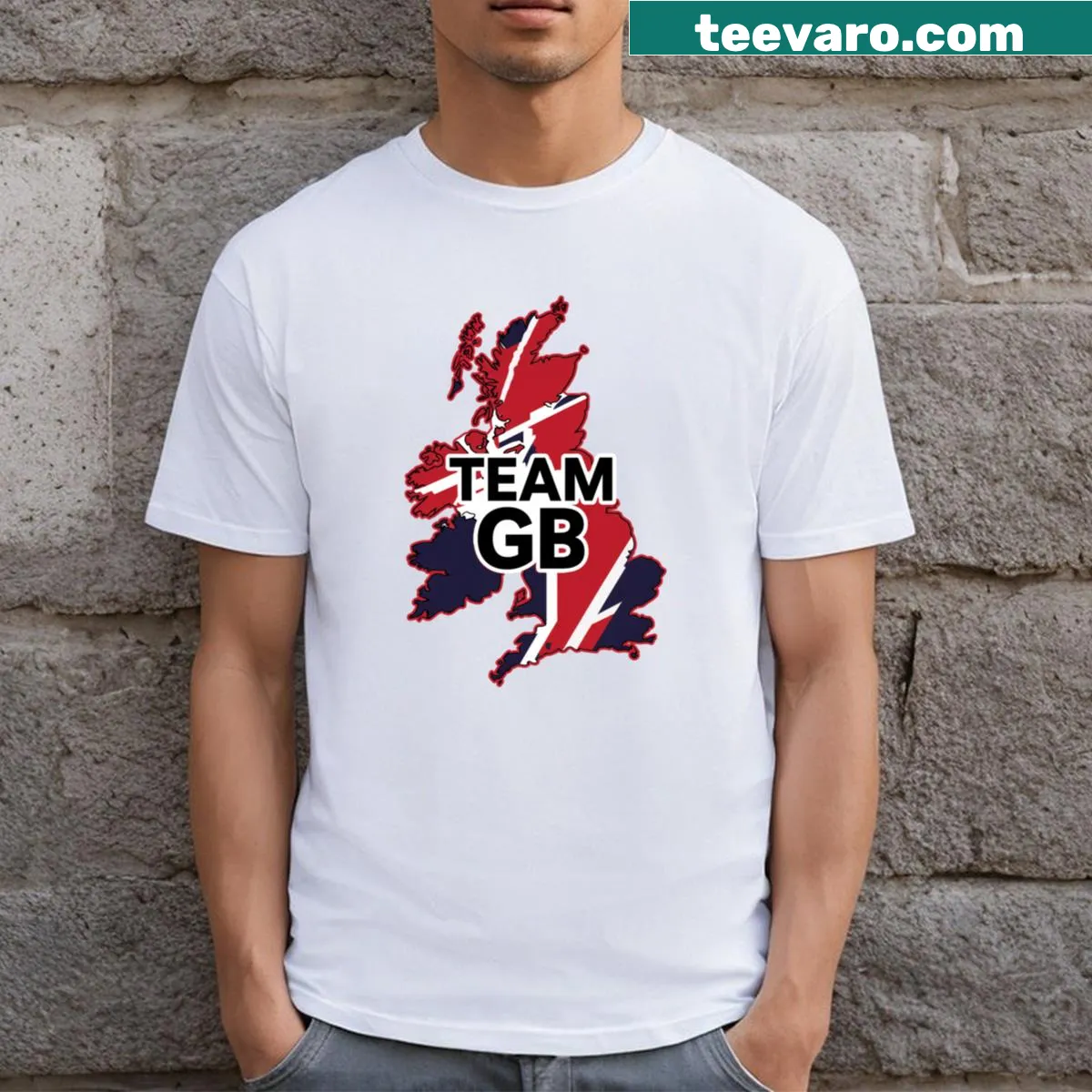 Outline of Great Britain representing Team Great Britain — on a men's t-shirt