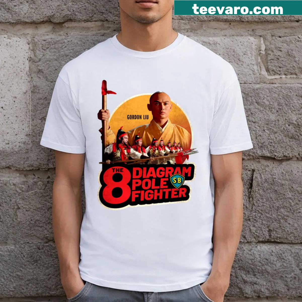 Vintage-style t-shirt with 8 Diagram Pole Fighter graphic — on a men's t-shirt