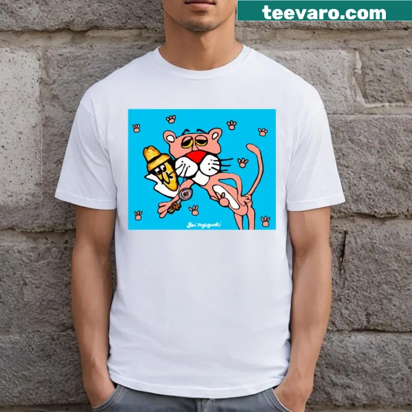 Fun cartoon T-shirt featuring Pink Panther and Little Man characters.