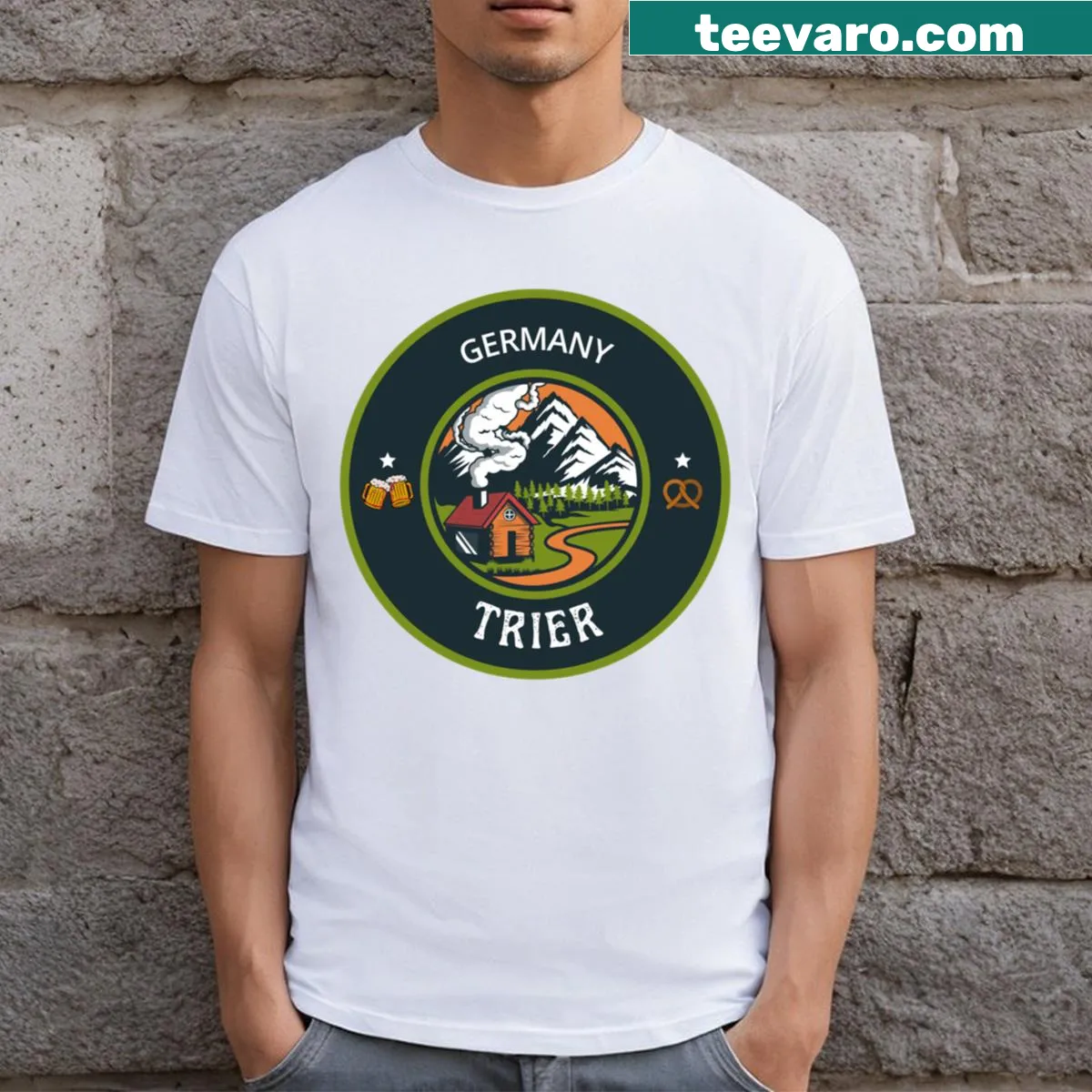 Emblem T-shirt representing Trier, Germany. — on a men's t-shirt