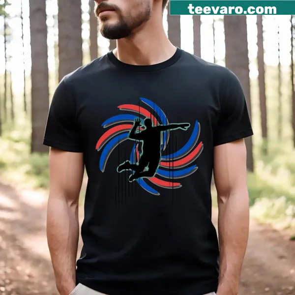 Bold volleyball graphic T-shirt with sporty design