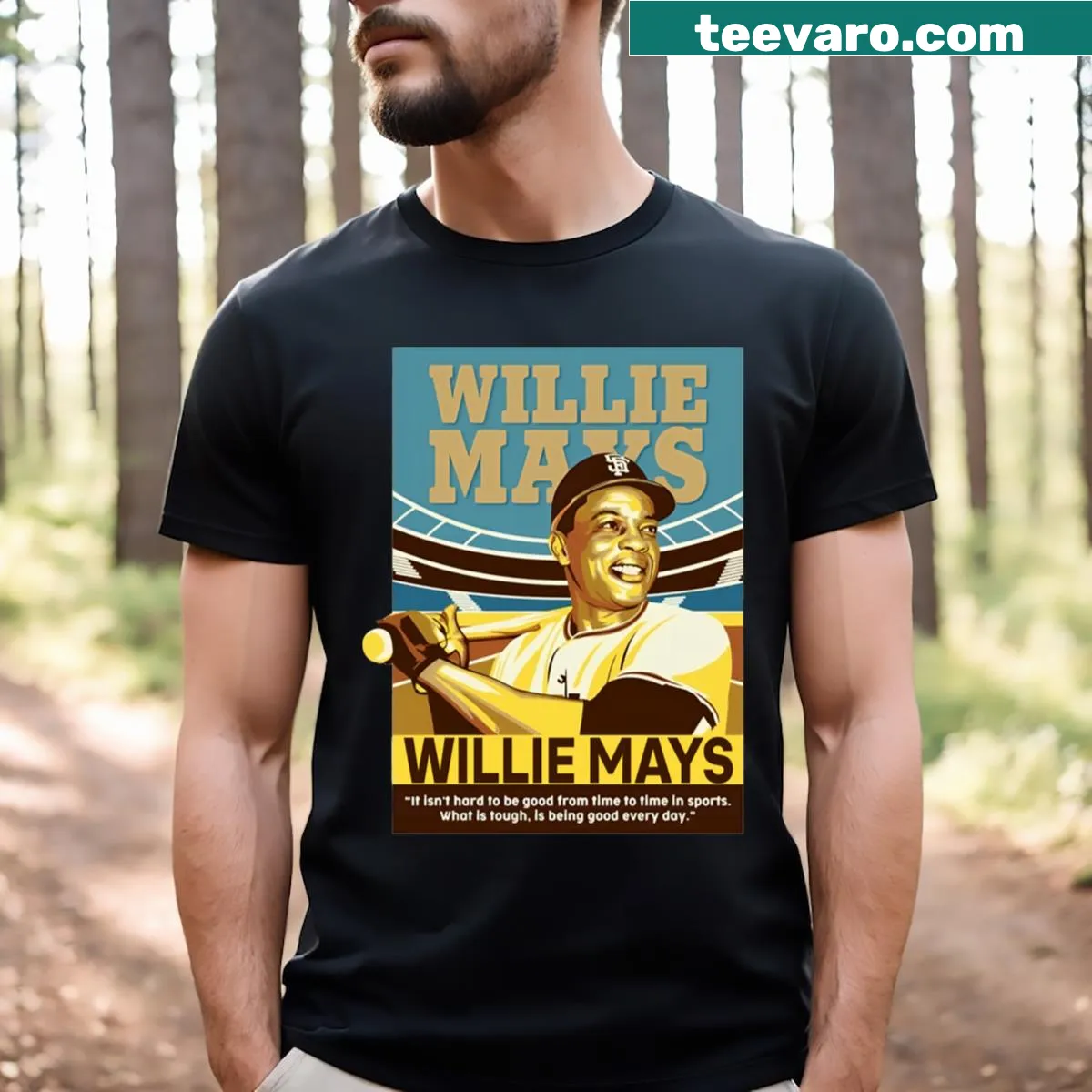 Nostalgic shirt celebrating Willie Mays with iconic phrases — on a men's t-shirt