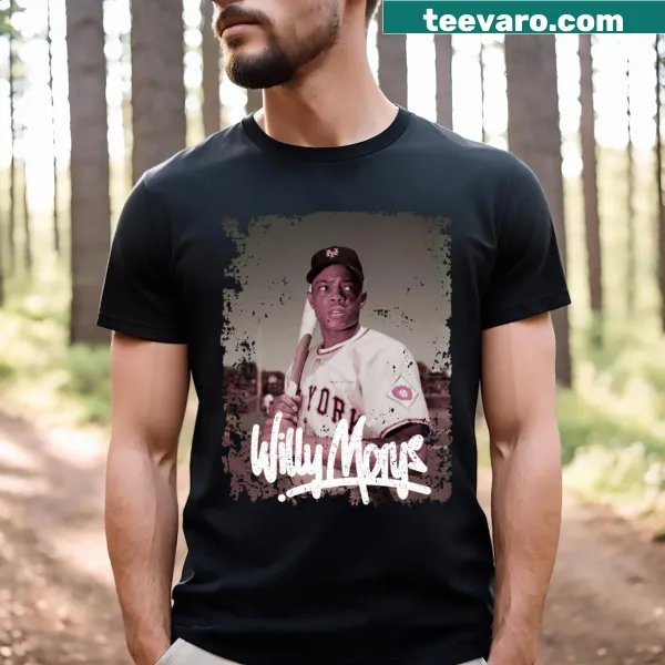 Vintage 80s style t-shirt featuring Willie Mays