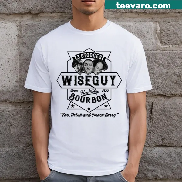 Vintage-style Wise Guy Bourbon t-shirt with humorous text