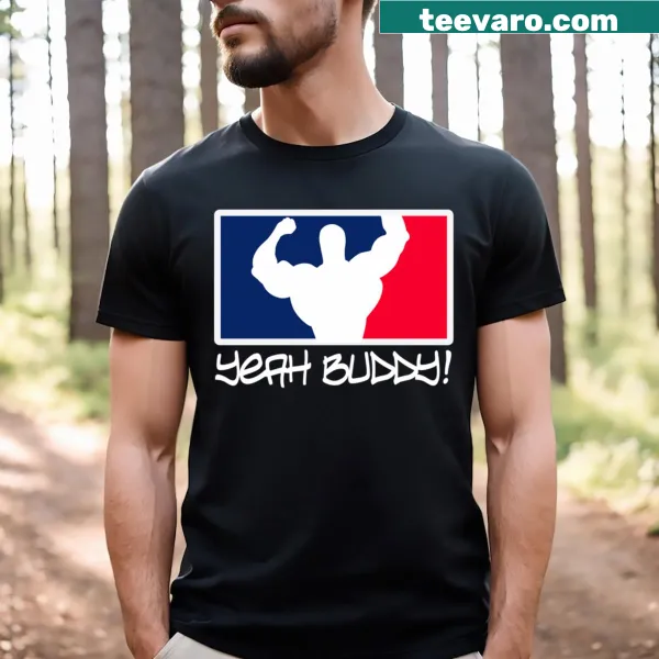 Playful t-shirt featuring the phrase 'Yeah Buddy!' in fun typography.