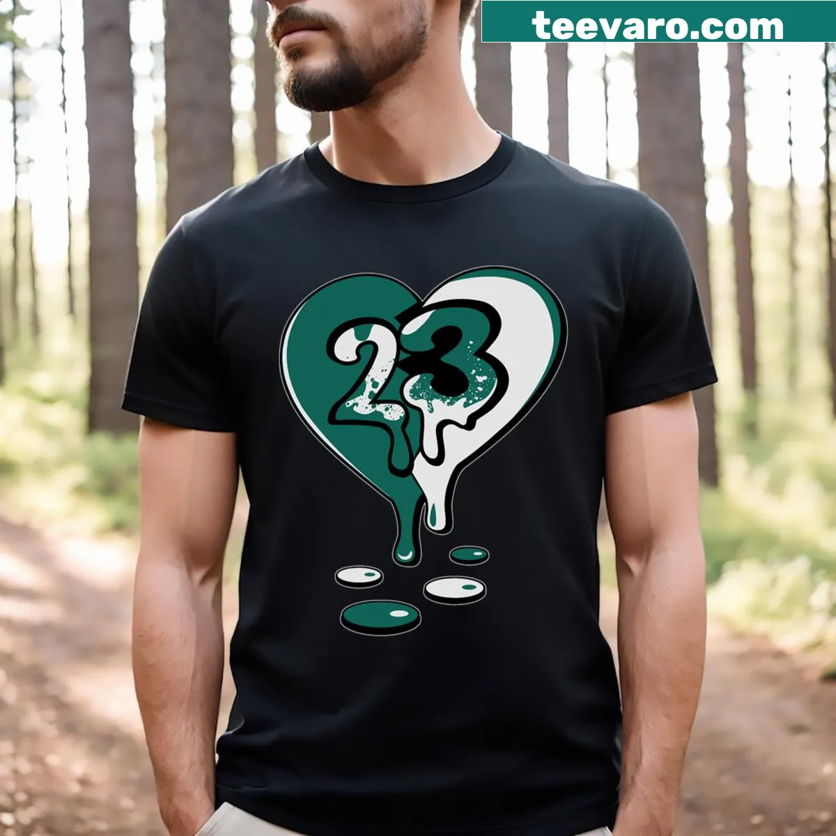 Men's t-shirt with heart and 23 graphic related to 4s style — on a men's t-shirt
