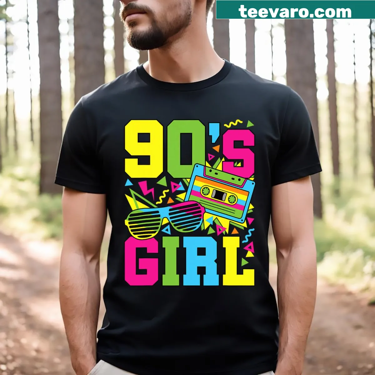 Retro 90s Girl t-shirt with nostalgic graphic design — on a men's t-shirt