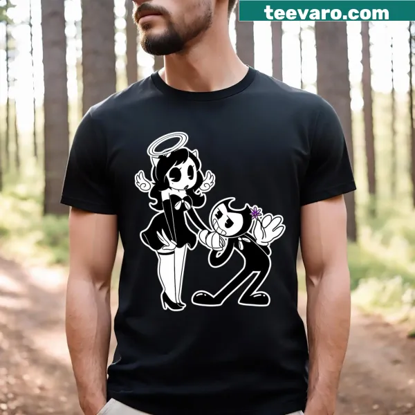 Gothic Alice Angel and Bendy demon illustration on a T-shirt