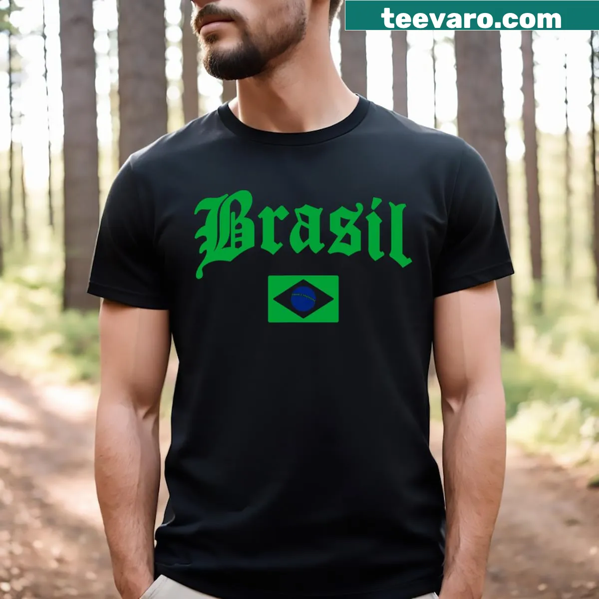 Brazilian flag graphic T-shirt for patriotic occasions — on a men's t-shirt