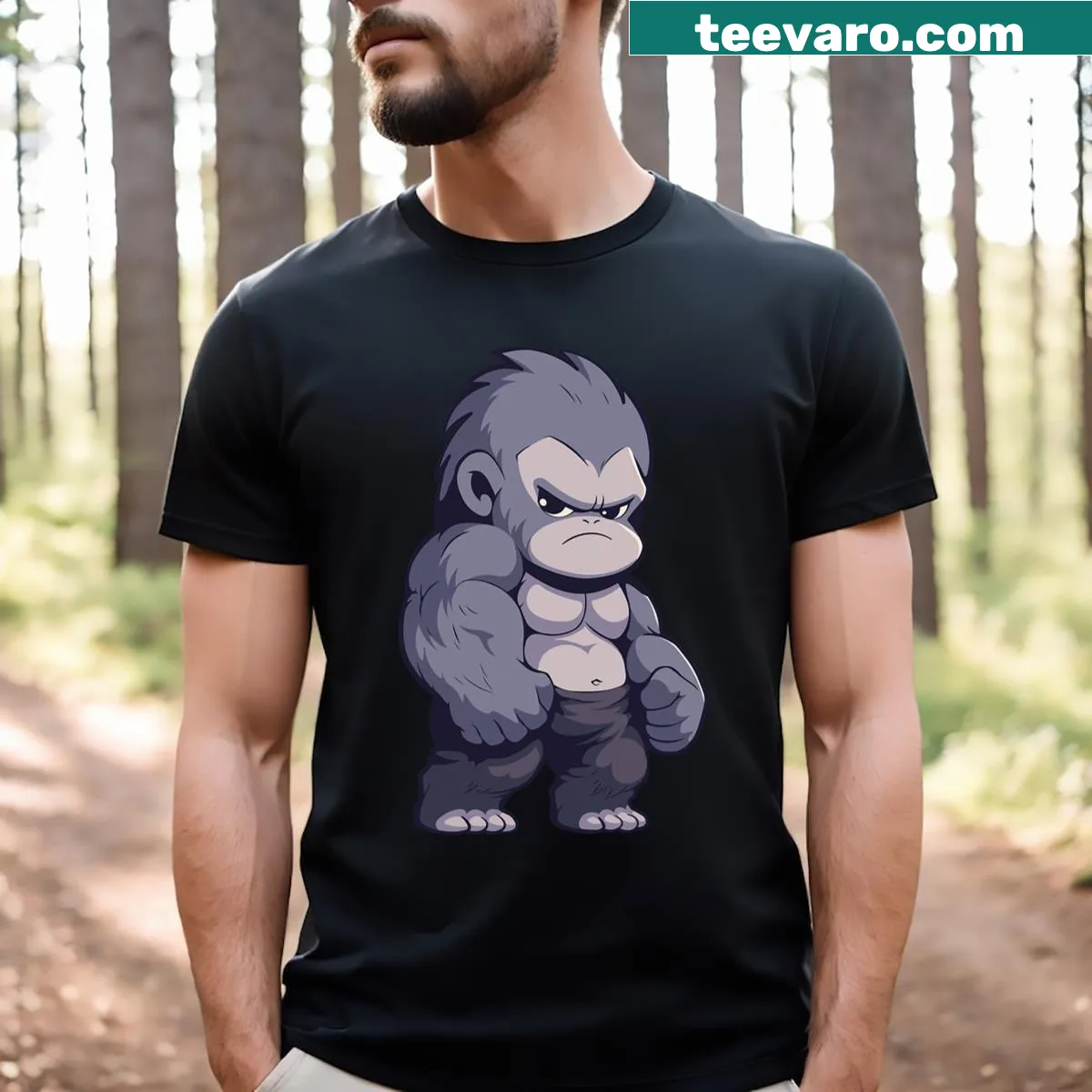 Illustration of a boxing gorilla on a gym t-shirt — on a men's t-shirt