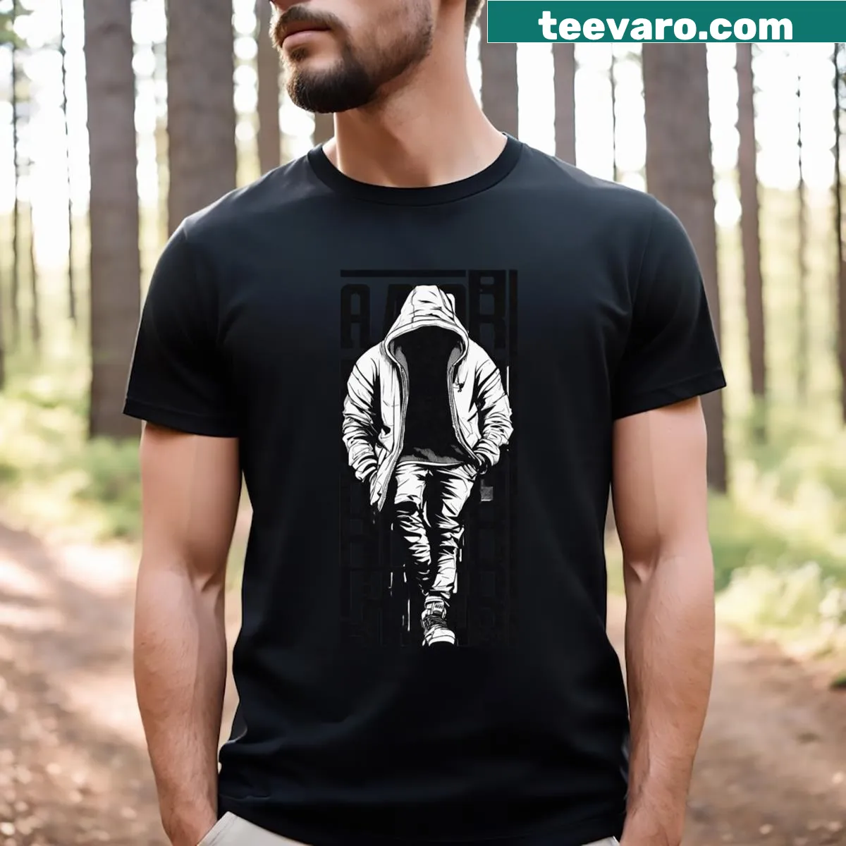 Playful cartoon hip hop design on a men’s streetwear t-shirt — on a men's t-shirt