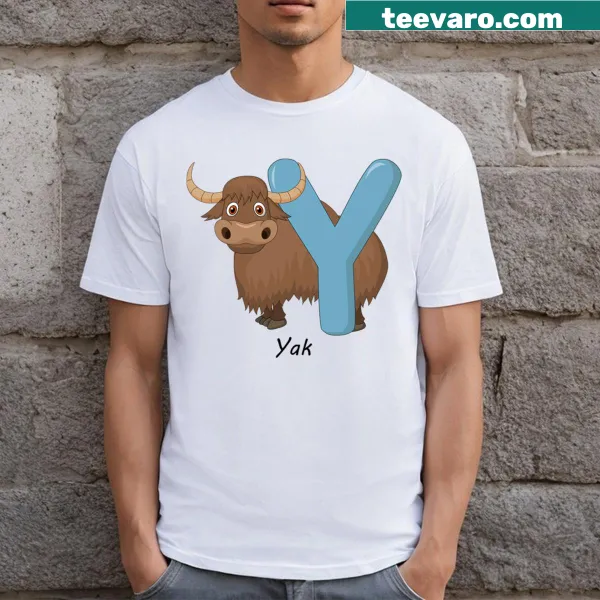 T-shirt featuring the text 'Y Like Yak' in a playful design