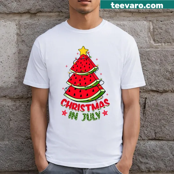 Watermelon shaped like a Christmas tree graphic for kids t-shirt