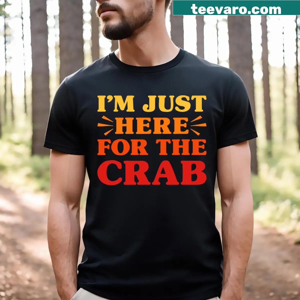 Funny food lover T-shirt with 'I Love Crab' text design — on a men's t-shirt