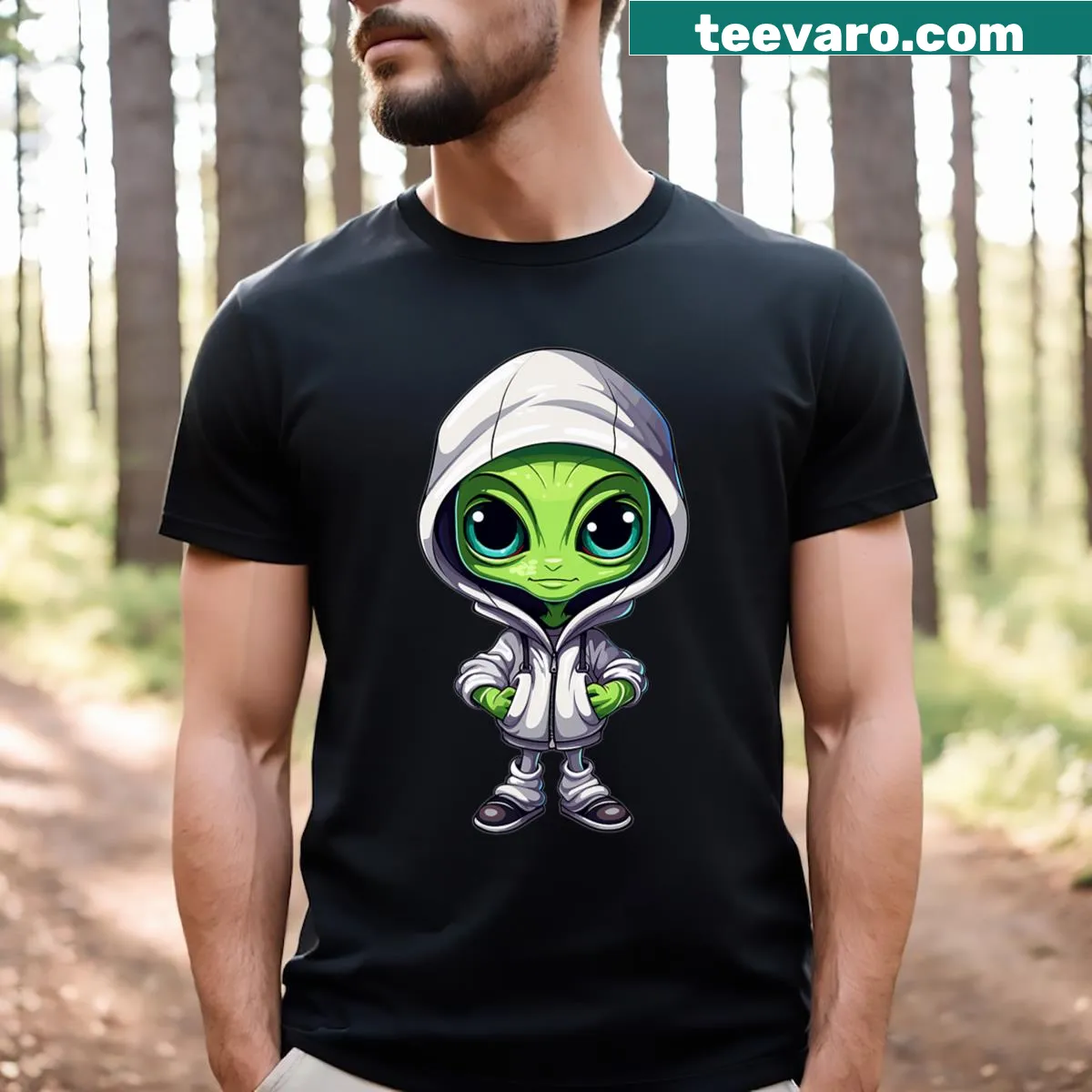 Cute cartoon alien design T-shirt for kids — on a men's t-shirt