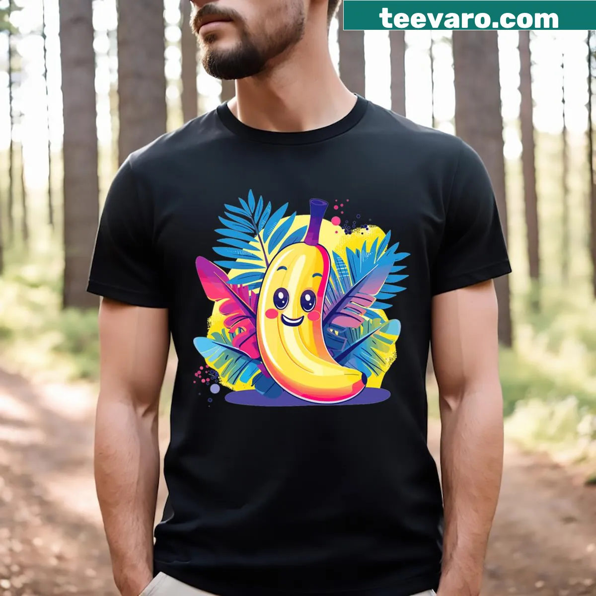Playful kids' t-shirt featuring a cheerful banana character — on a men's t-shirt