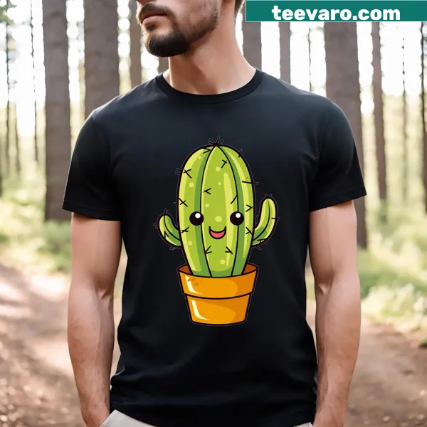 Kids T-shirt featuring a cheerful cactus with flowers