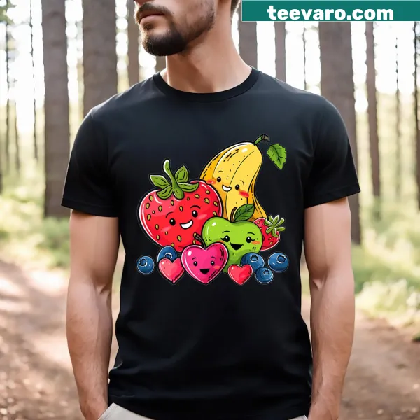 Cute kids T-shirt with playful fruit illustrations