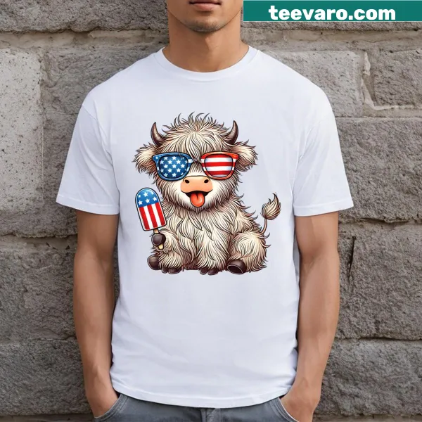 Cute Highland cow illustration on a t-shirt