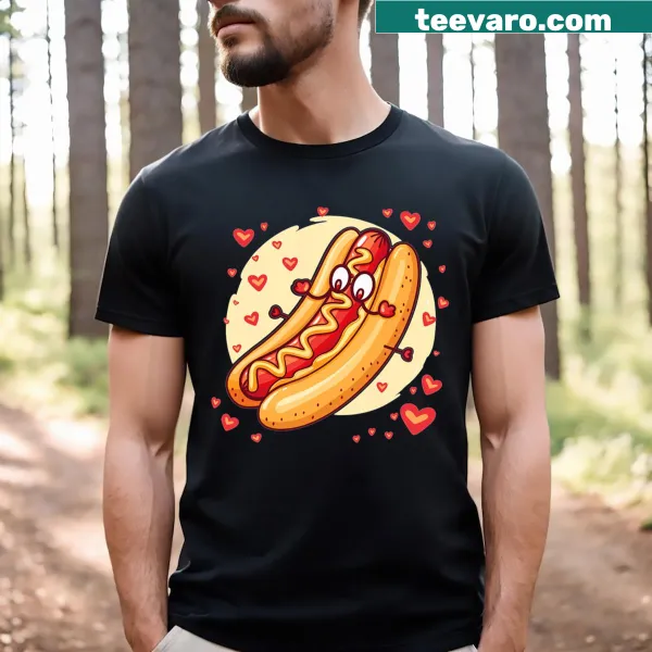 Cute hot dog character with hearts for kids