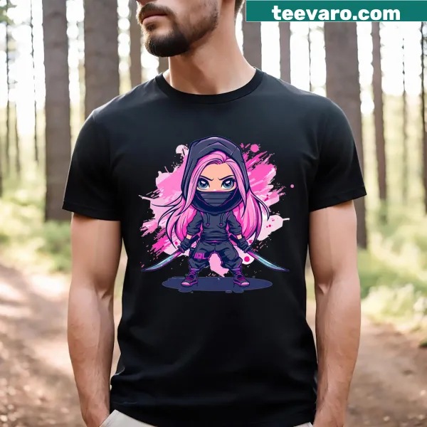 Pastel ninja girl graphic on a cute t-shirt