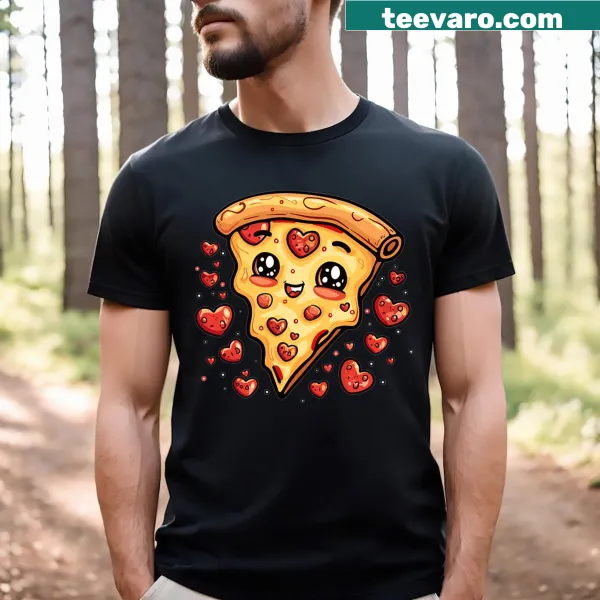 Cute pizza graphic with hearts on kids t-shirt