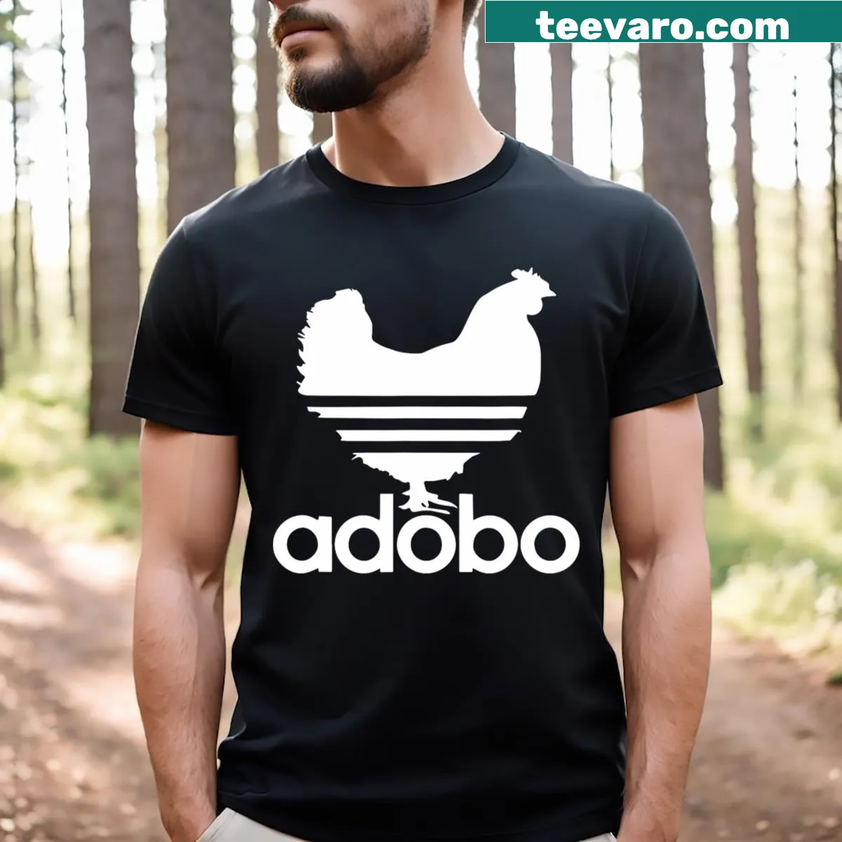 Illustrated T-shirt featuring Filipino adobo and cultural elements — on a men's t-shirt
