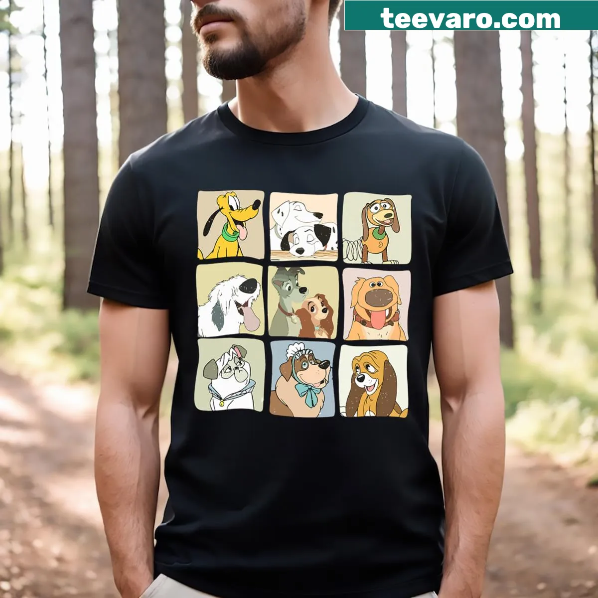 Cartoon dog T-shirt with cute graphics for dog lovers. — on a men's t-shirt